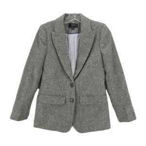 J CREW Sommerset Blazer Graphite Gray Herringbone 100% Wool MOON Fabric EUC 00